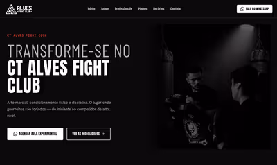 Captura de tela do projeto Alves Fight Club