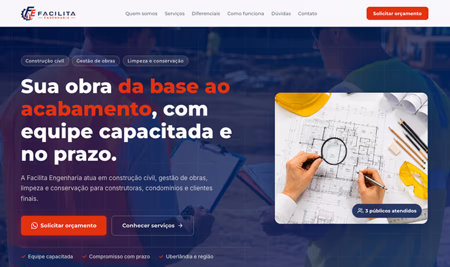 Captura de tela do projeto Facilita Engenharia
