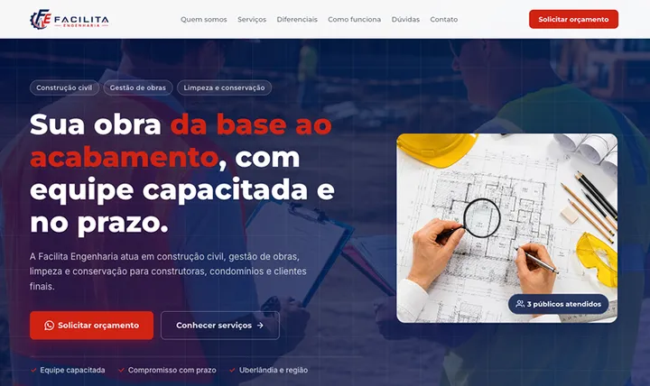 Site Facilita Engenharia — empresa de engenharia
