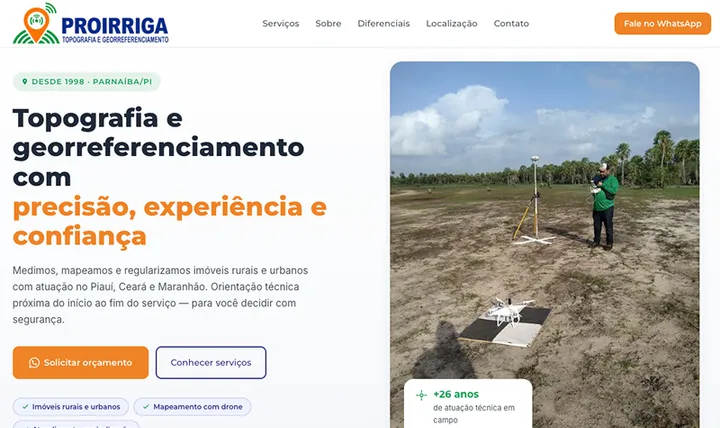 Site Pro Irriga — soluções em irrigação