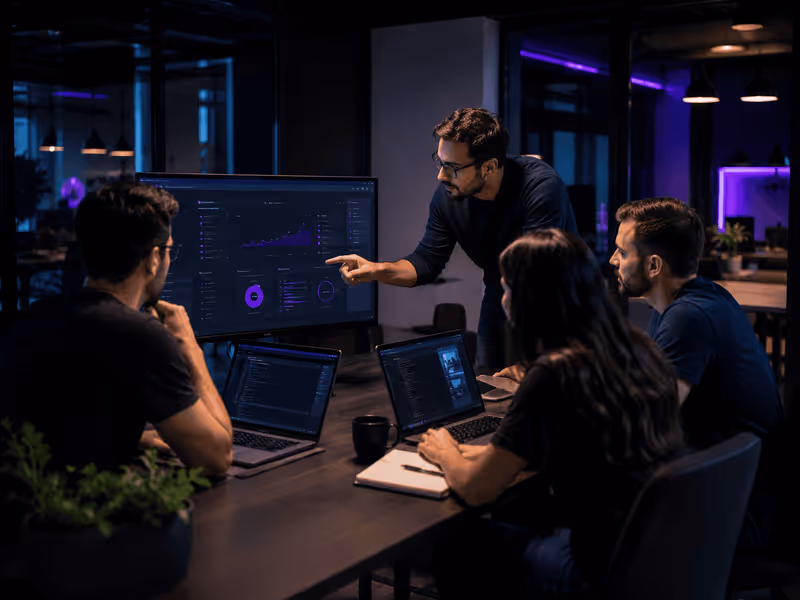 Equipe Astrotech trabalhando em projetos de software