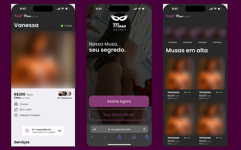 Captura de tela do projeto Musa Secret