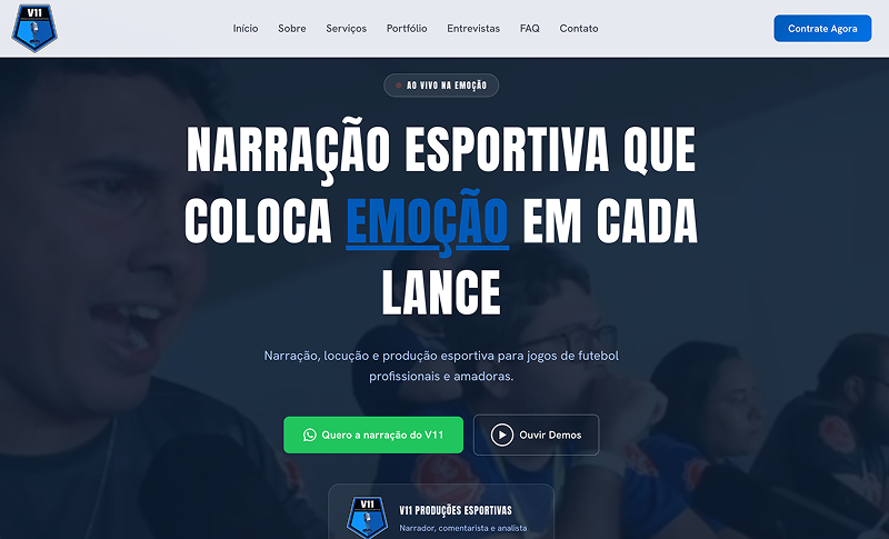 Captura de tela do projeto V11 Narrador